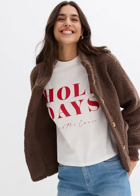 Langermet topp i økologisk bomull med elastan, bonprix