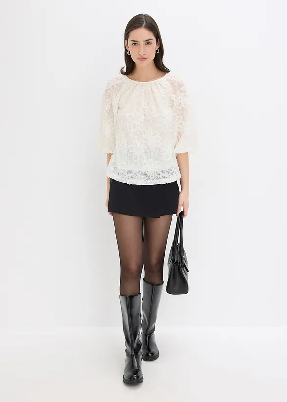 Bluse med strukturert blomstermønster, bonprix