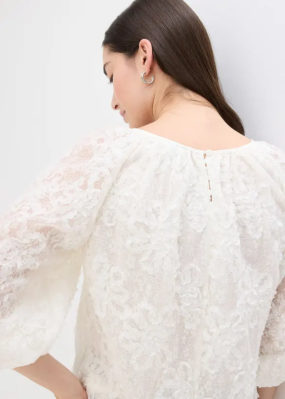 Bluse med strukturert blomstermønster, bonprix