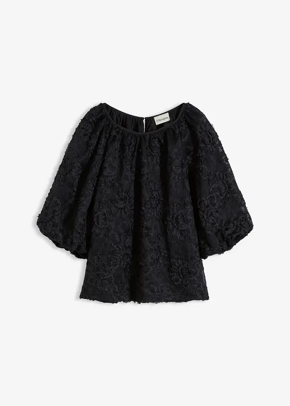 Bluse med strukturert blomstermønster, bonprix