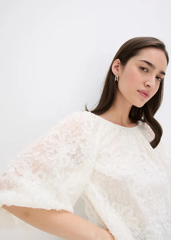 Bluse med strukturert blomstermønster, bonprix