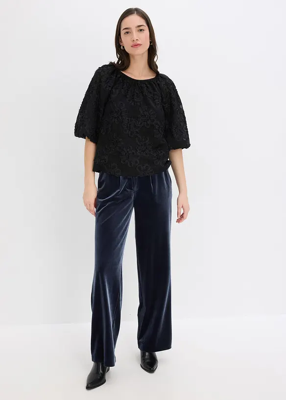 Bluse med strukturert blomstermønster, bonprix