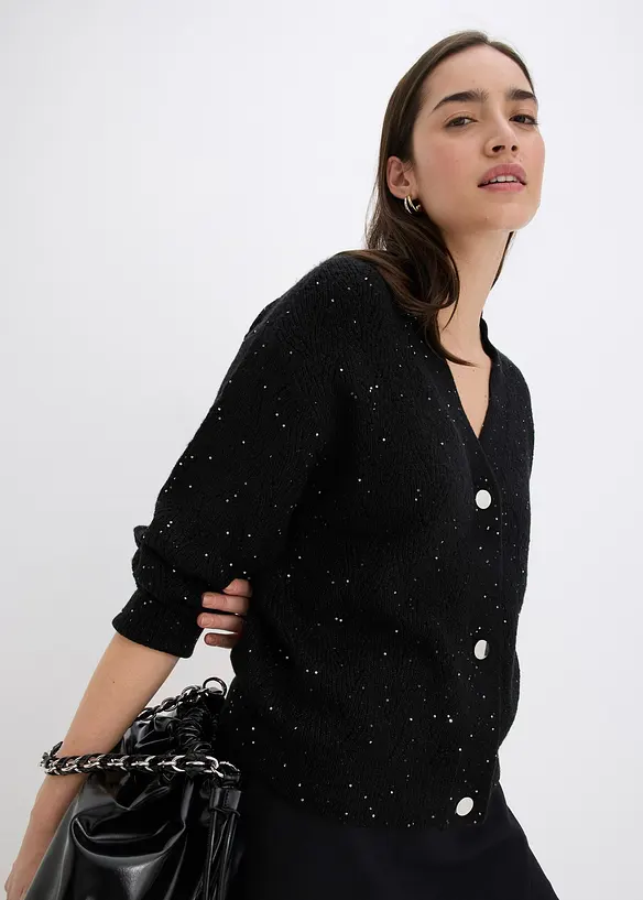 Cardigan med hullmønster, bonprix