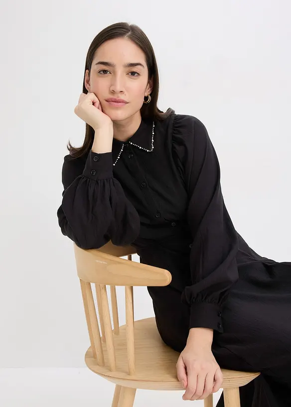 Midikjole med perleapplikasjon, bonprix