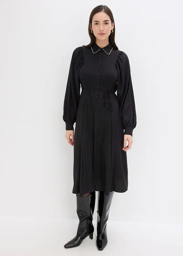 Midikjole med perleapplikasjon, bonprix