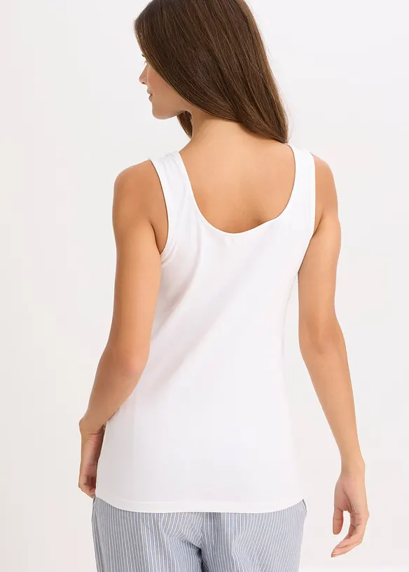 Singlet med &oslash;kologisk bomull og blonder (2-pack), bonprix