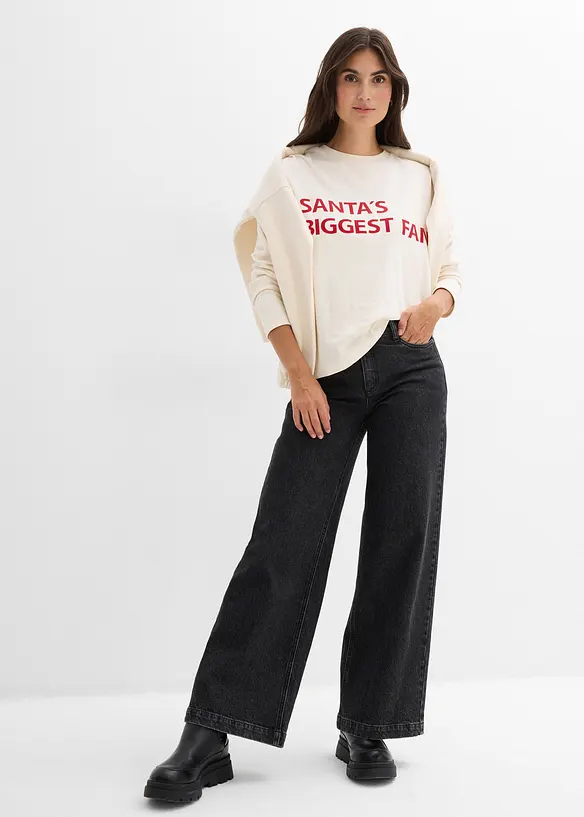 Oversized topp av bomull, bonprix