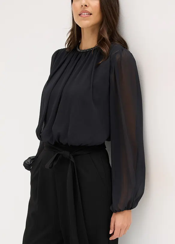 Jumpsuit med chiffon og glitter, bonprix