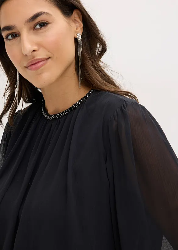 Jumpsuit med chiffon og glitter, bonprix