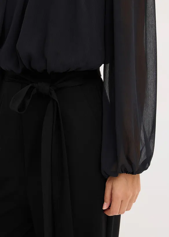 Jumpsuit med chiffon og glitter, bonprix