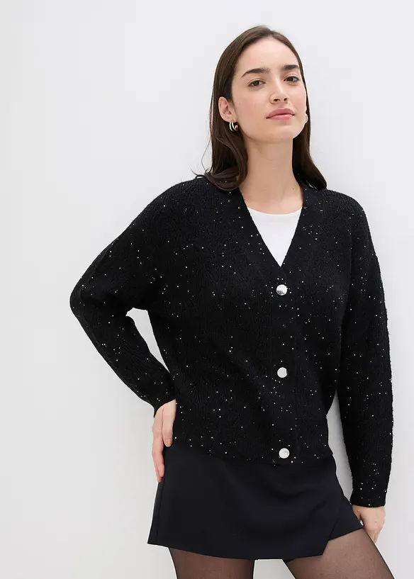 Cardigan med hullmønster, bonprix