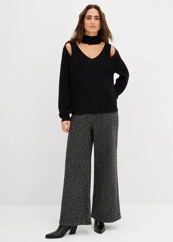 Grovstrikket genser med cut outs, bonprix