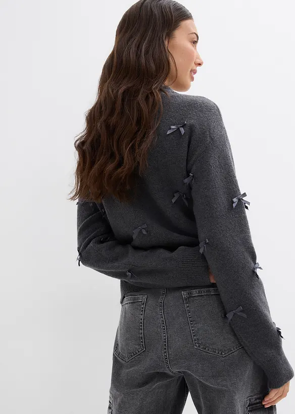 Finstrikket cardigan med sl&oslash;yfer, bonprix