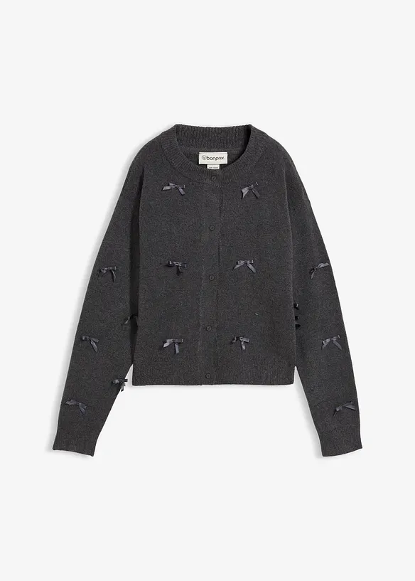 Finstrikket cardigan med sl&oslash;yfer, bonprix