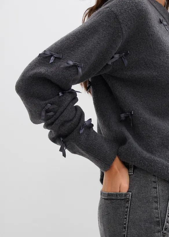 Finstrikket cardigan med sl&oslash;yfer, bonprix