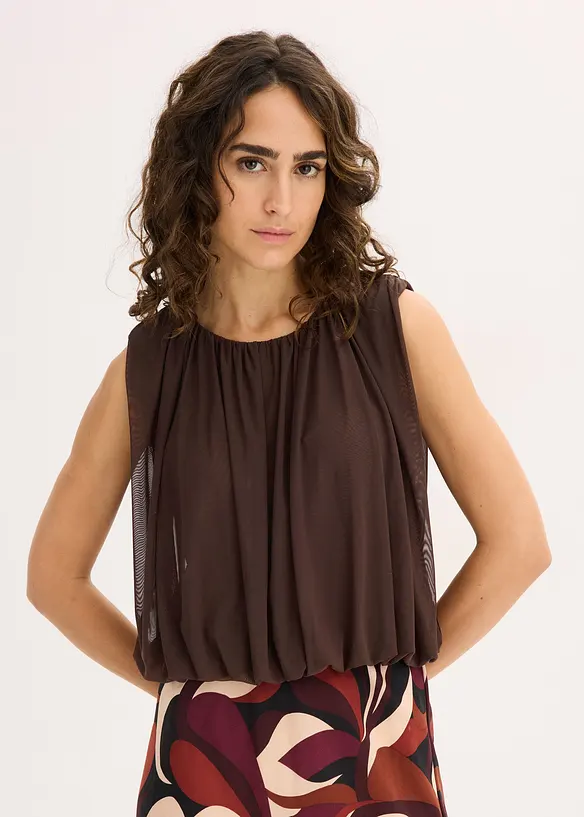 Ermeløs topp i fin mesh, bonprix