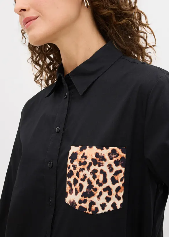 Oversized skjorte med lomme i kontrastfarge, bonprix