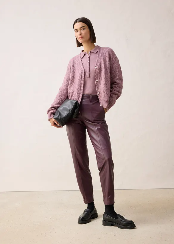 Cardigan med ull og hullmønster, bonprix