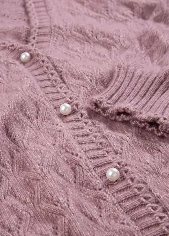 Cardigan med ull og hullmønster, bonprix