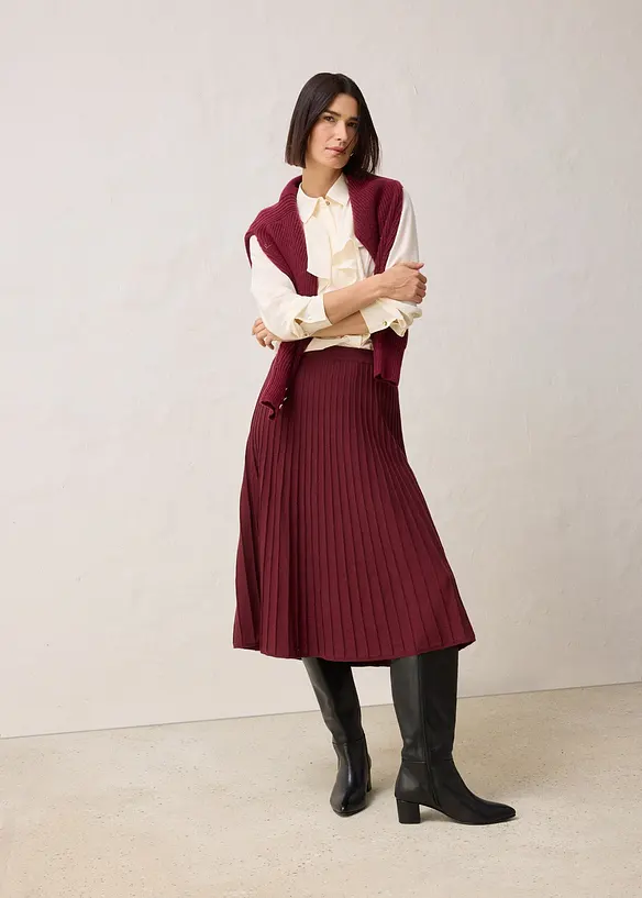 Strikket skjørt med merinoull, bonprix