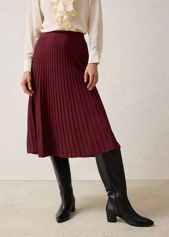 Strikket skjørt med merinoull, bonprix