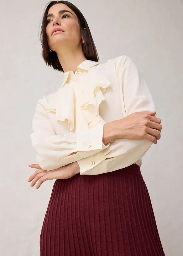 Strikket skjørt med merinoull, bonprix