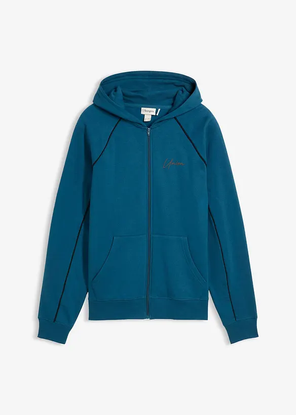 Sweatjakke i 100% bomull med kontrastdetaljer, bonprix