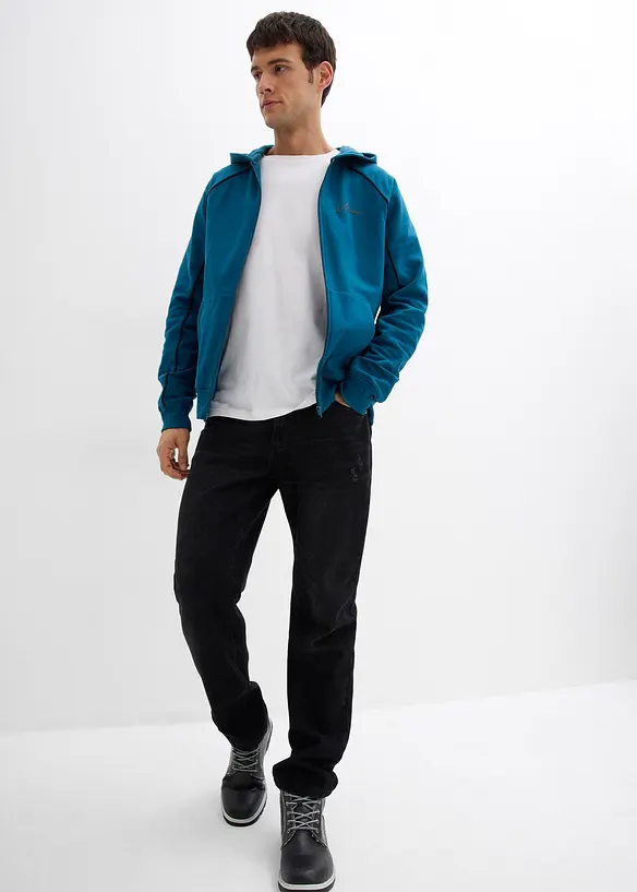 Sweatjakke i 100% bomull med kontrastdetaljer, bonprix