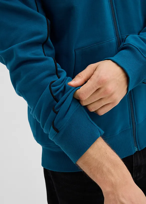 Sweatjakke i 100% bomull med kontrastdetaljer, bonprix