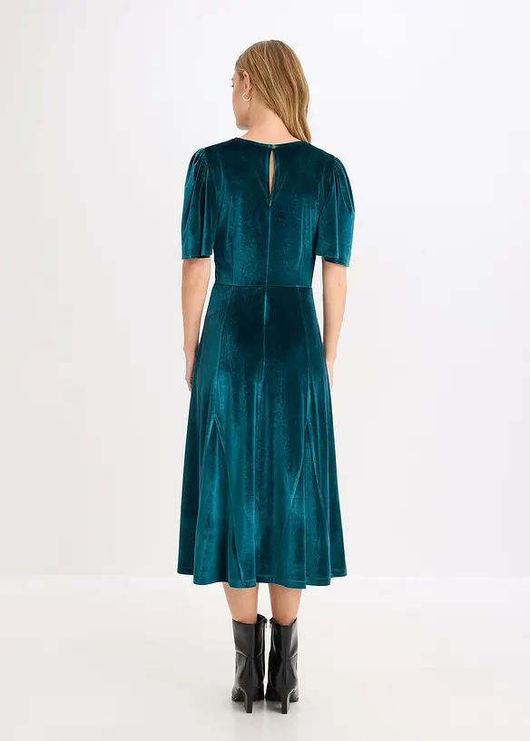 Midikjole i myk fl&oslash;yel, bonprix