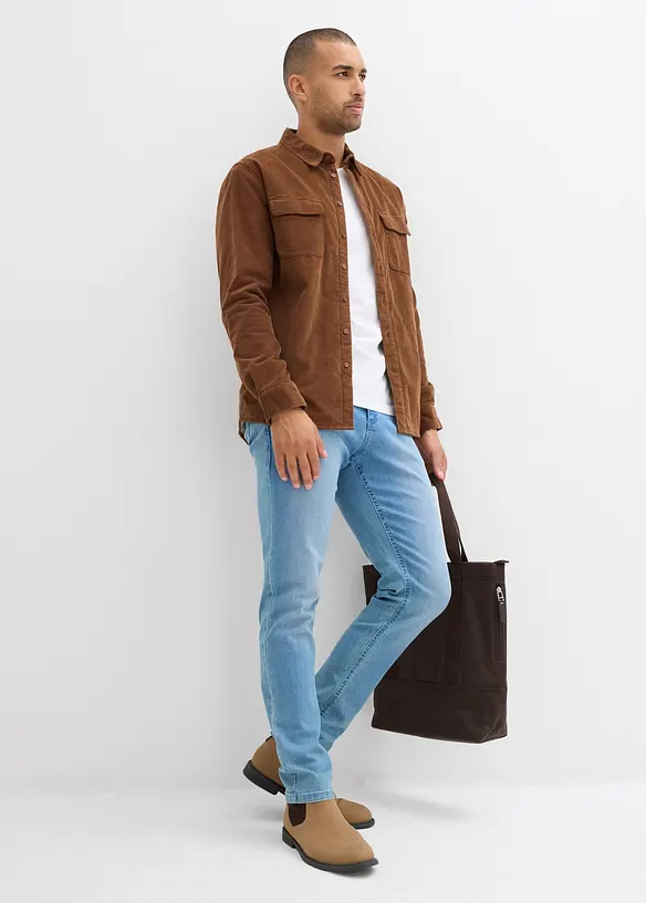 Skjorte i kordfløyel med stretch og varmende fleecefôr, bonprix