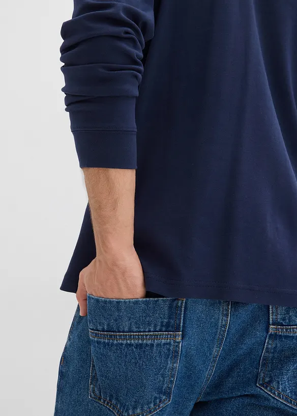 Langermet poloskjorte i 100% økologisk bomull, bonprix