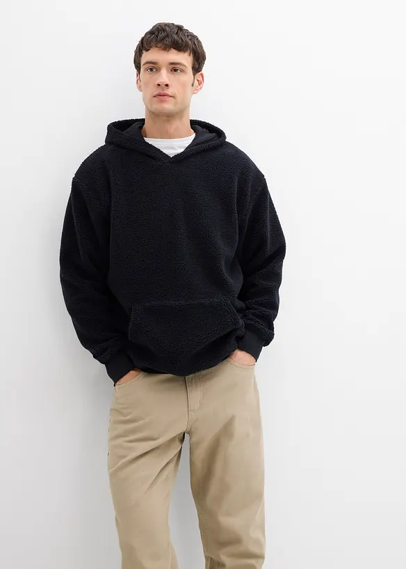 Sweatshirt i pilefleece med bomullsf&ocirc;r, Loose Fit, bonprix