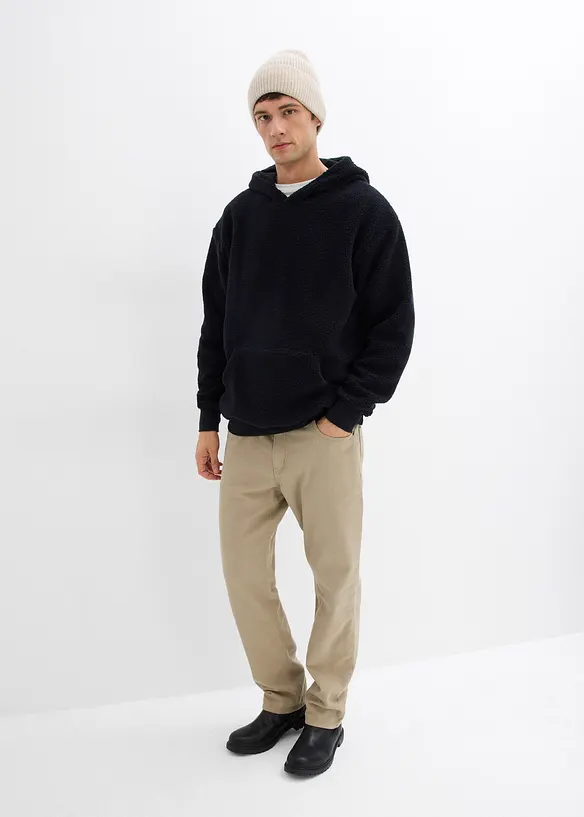 Sweatshirt i pilefleece med bomullsf&ocirc;r, Loose Fit, bonprix