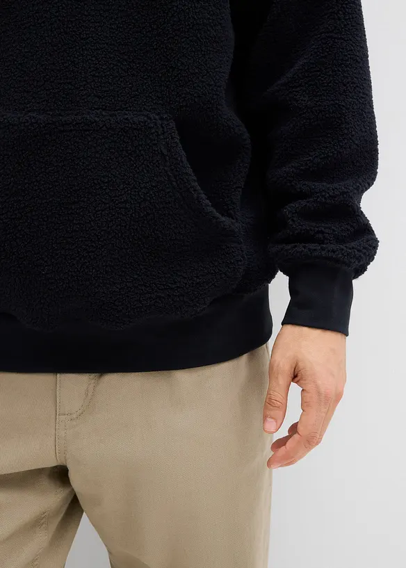 Sweatshirt i pilefleece med bomullsf&ocirc;r, Loose Fit, bonprix