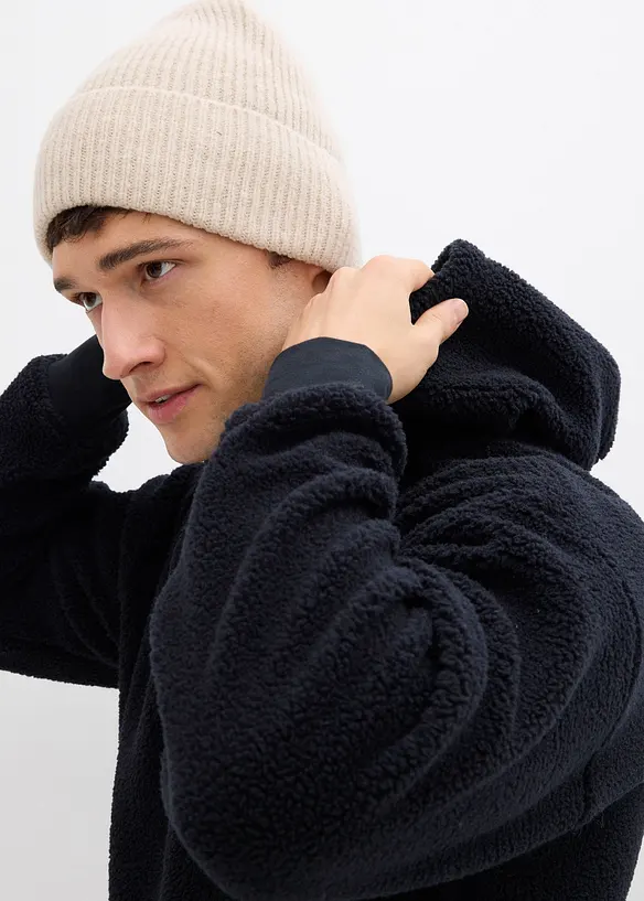 Sweatshirt i pilefleece med bomullsf&ocirc;r, Loose Fit, bonprix