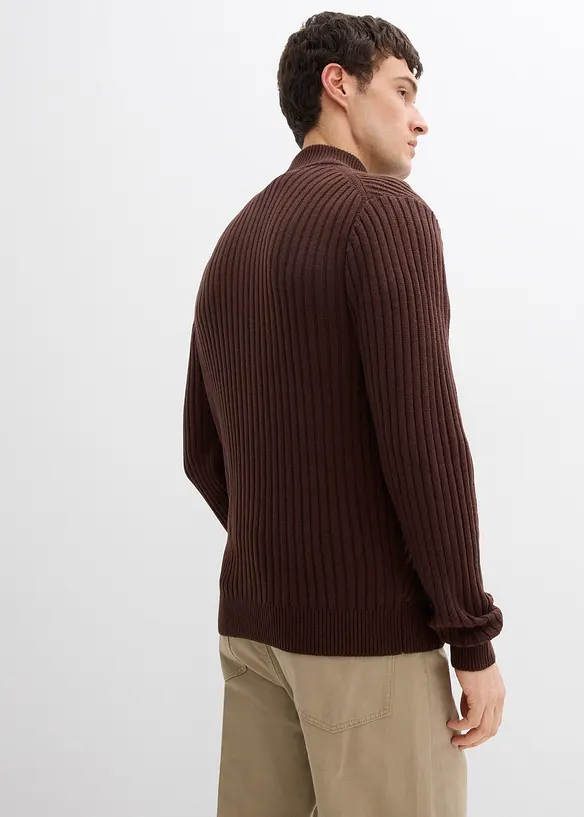 Ribbet strikkejakke av bomullsmiks, bonprix