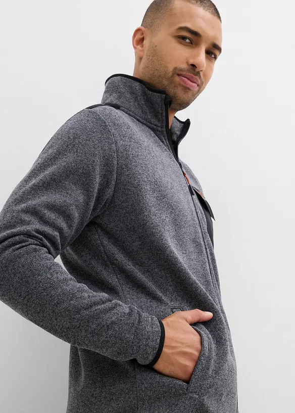 Jakke i strikket fleece med praktiske lommer og sporty detaljer, bonprix