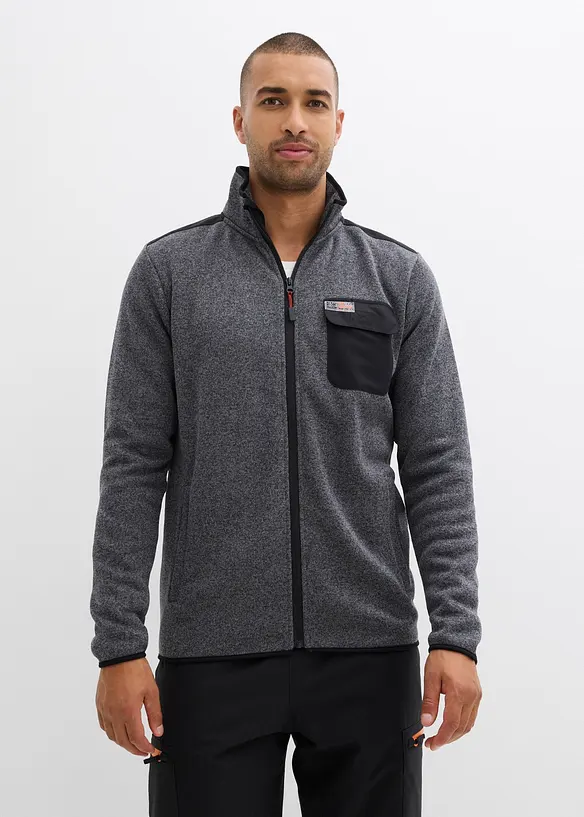 Jakke i strikket fleece med praktiske lommer og sporty detaljer, bonprix