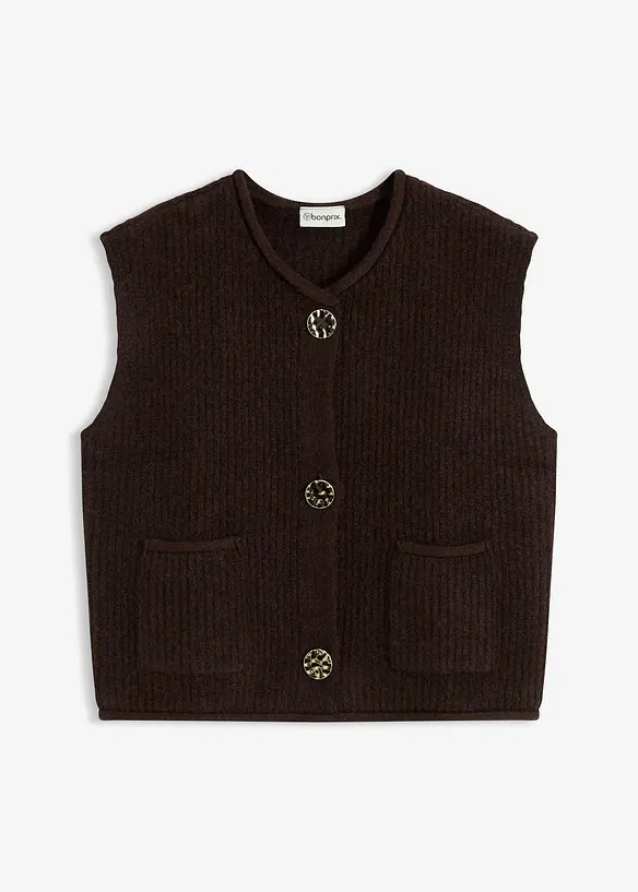 Strikket vest med dekorative knapper, bonprix