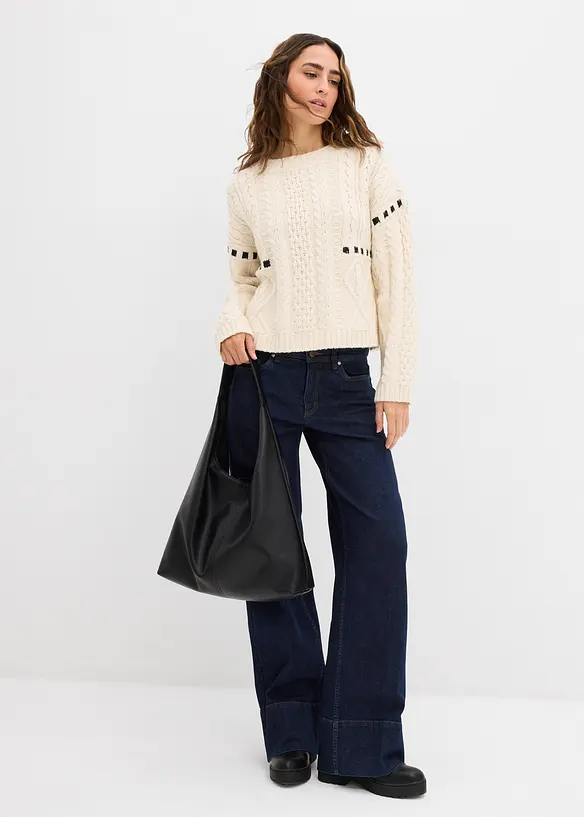 Kabelstrikket genser, bonprix