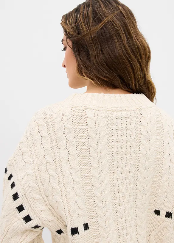 Kabelstrikket genser, bonprix