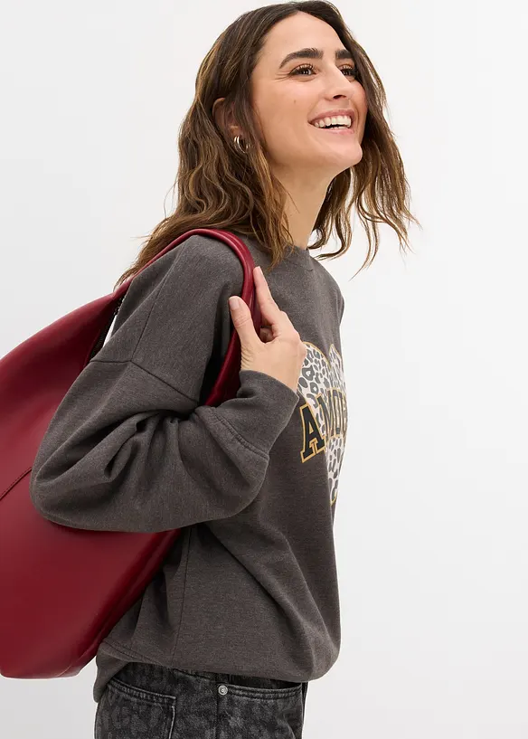 Oversized sweatshirt i bomullsmiks, bonprix