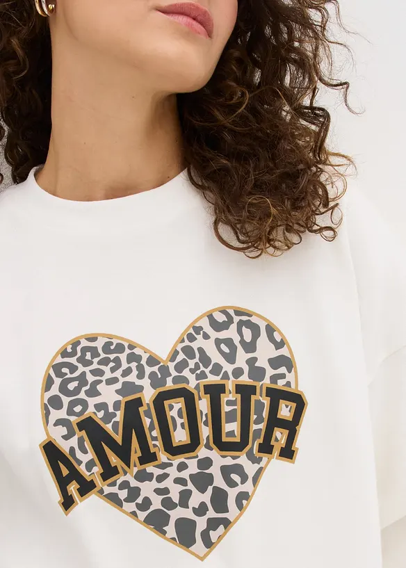 Oversized sweatshirt i bomullsmiks, bonprix