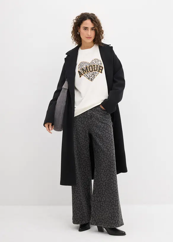 Oversized sweatshirt i bomullsmiks, bonprix