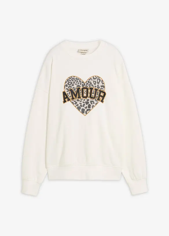 Oversized sweatshirt i bomullsmiks, bonprix