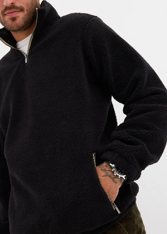 Teddy-fleecegenser med praktiske glidelåslommer, bonprix