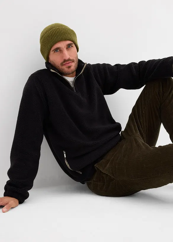 Teddy-fleecegenser med praktiske glidelåslommer, bonprix