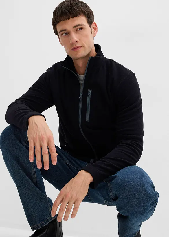 Myk fleecejakke med praktiske glidelåslommer, bonprix