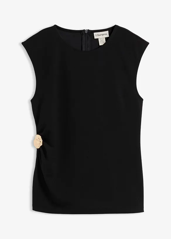 Topp av krepp med pyntespenne, bonprix